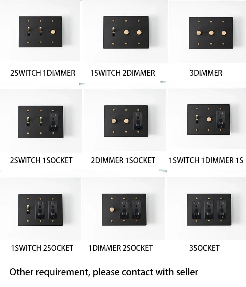 Brass Toggle Light Dimmer & Switch & Wall Plate - 3 Gang