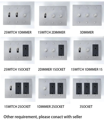 Brass Toggle Light Dimmer & Switch & Wall Plate - 3 Gang