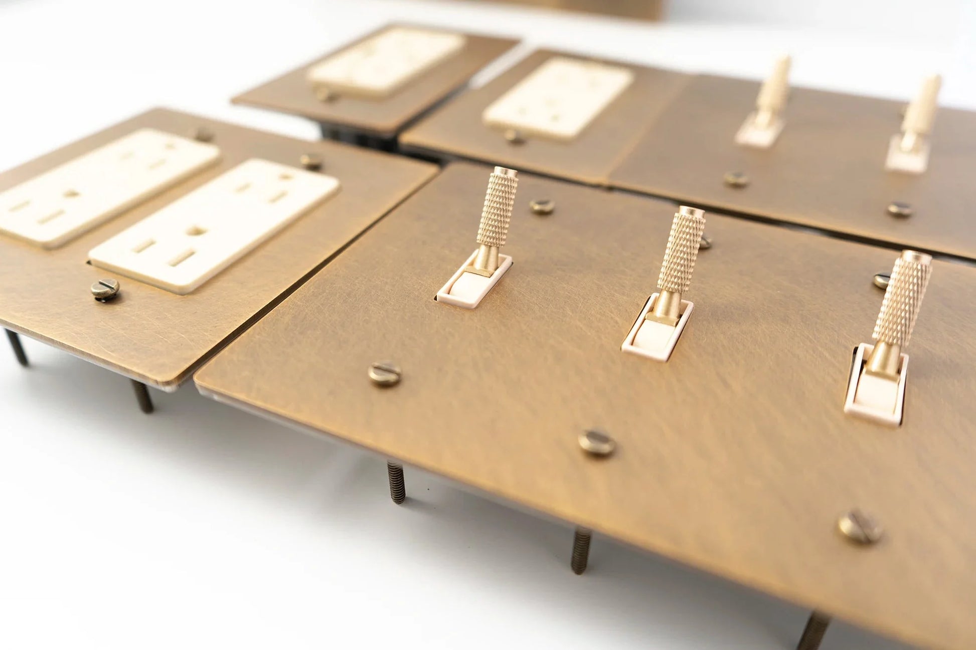 Brass Toggle Light Dimmer & Switch & Wall Plate - 3 Gang