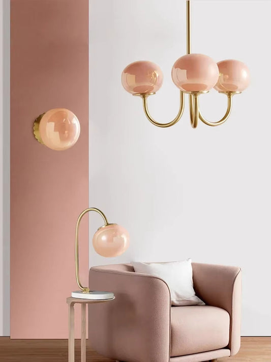 Bubble Pink Glass Marshmallow Chandelier