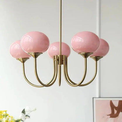 Bubble Pink Glass Marshmallow Chandelier