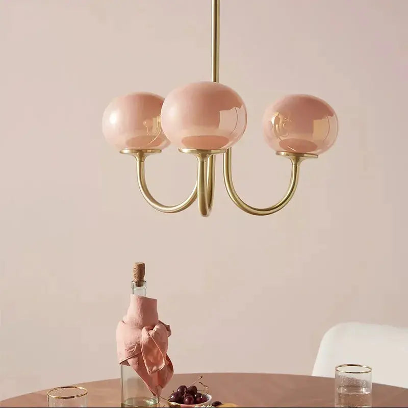 Bubble Pink Glass Marshmallow Chandelier
