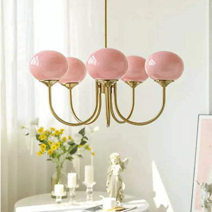 Bubble Pink Glass Marshmallow Chandelier