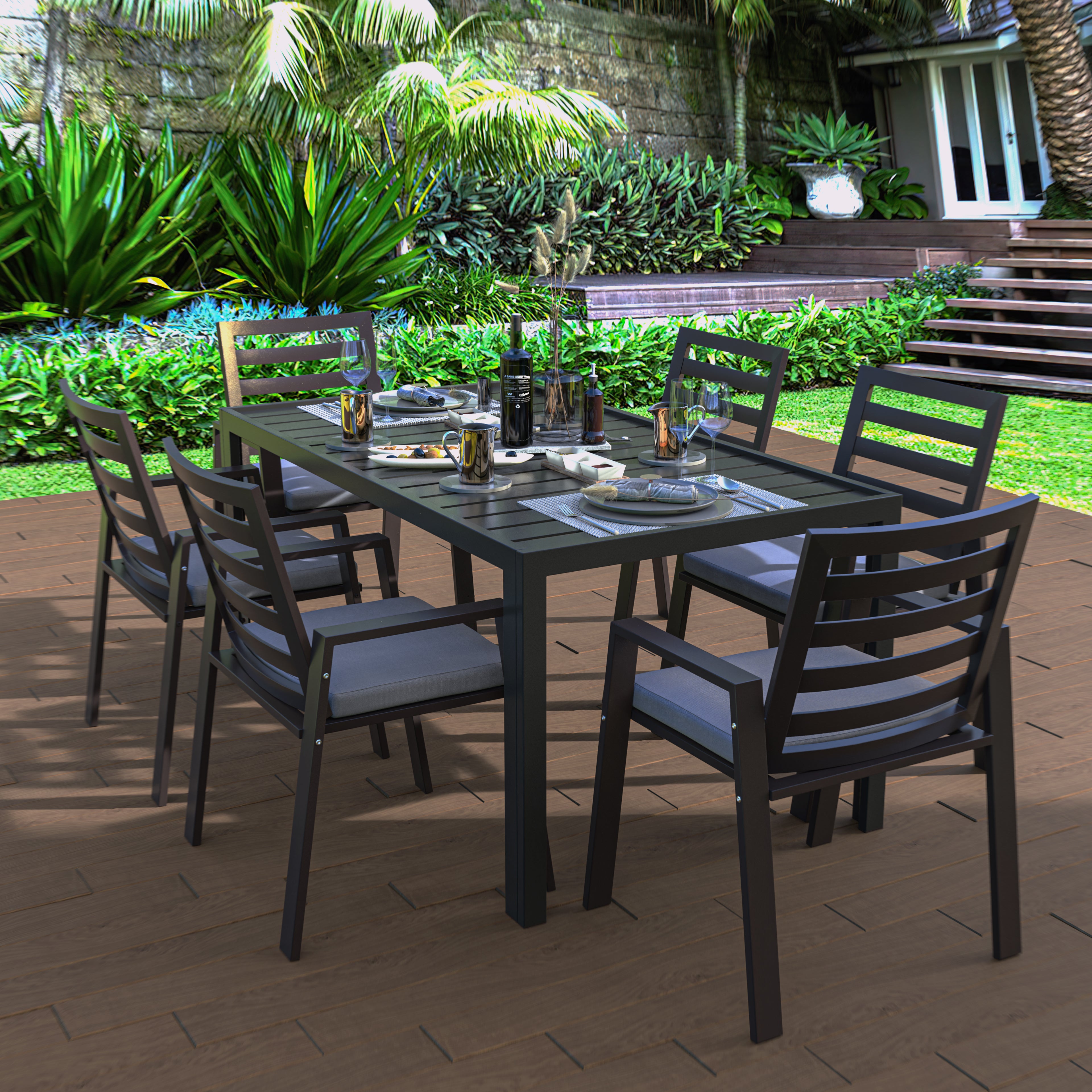 Agnes Patio Aluminum Dining Armchair