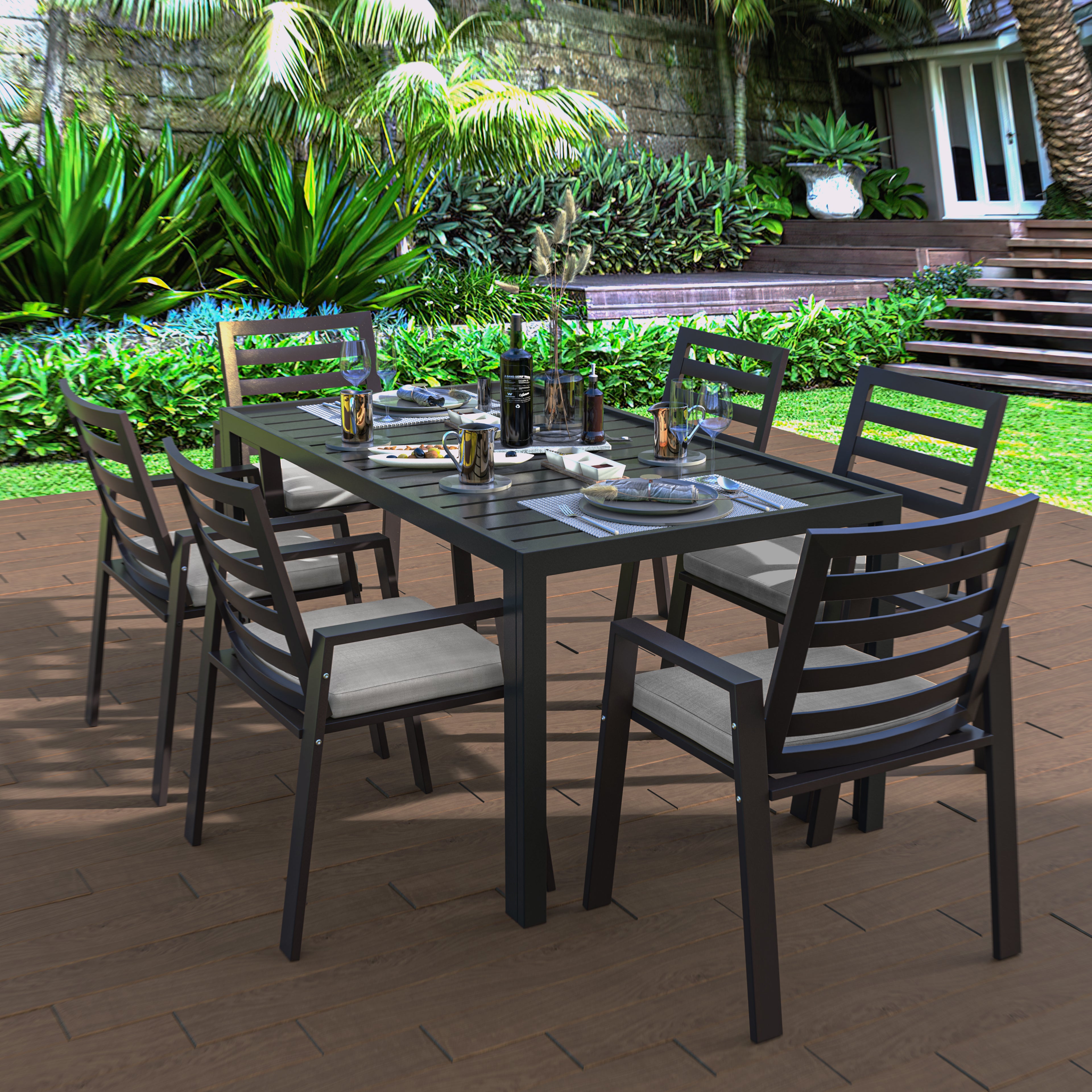 Agnes Patio Aluminum Dining Armchair