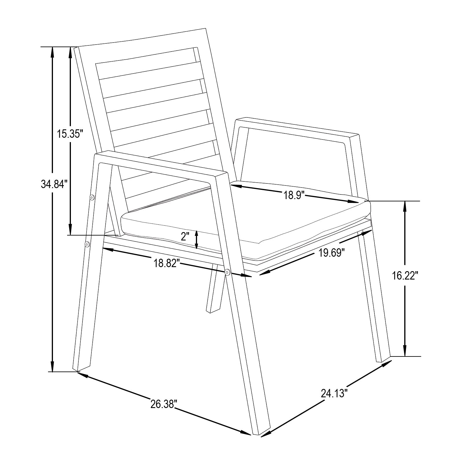 Agnes Patio Aluminum Dining Armchair - Set of 4