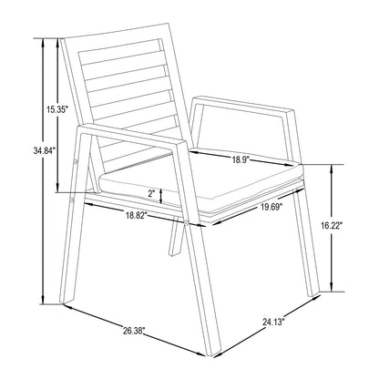 Agnes Patio Aluminum Dining Armchair - Set of 4