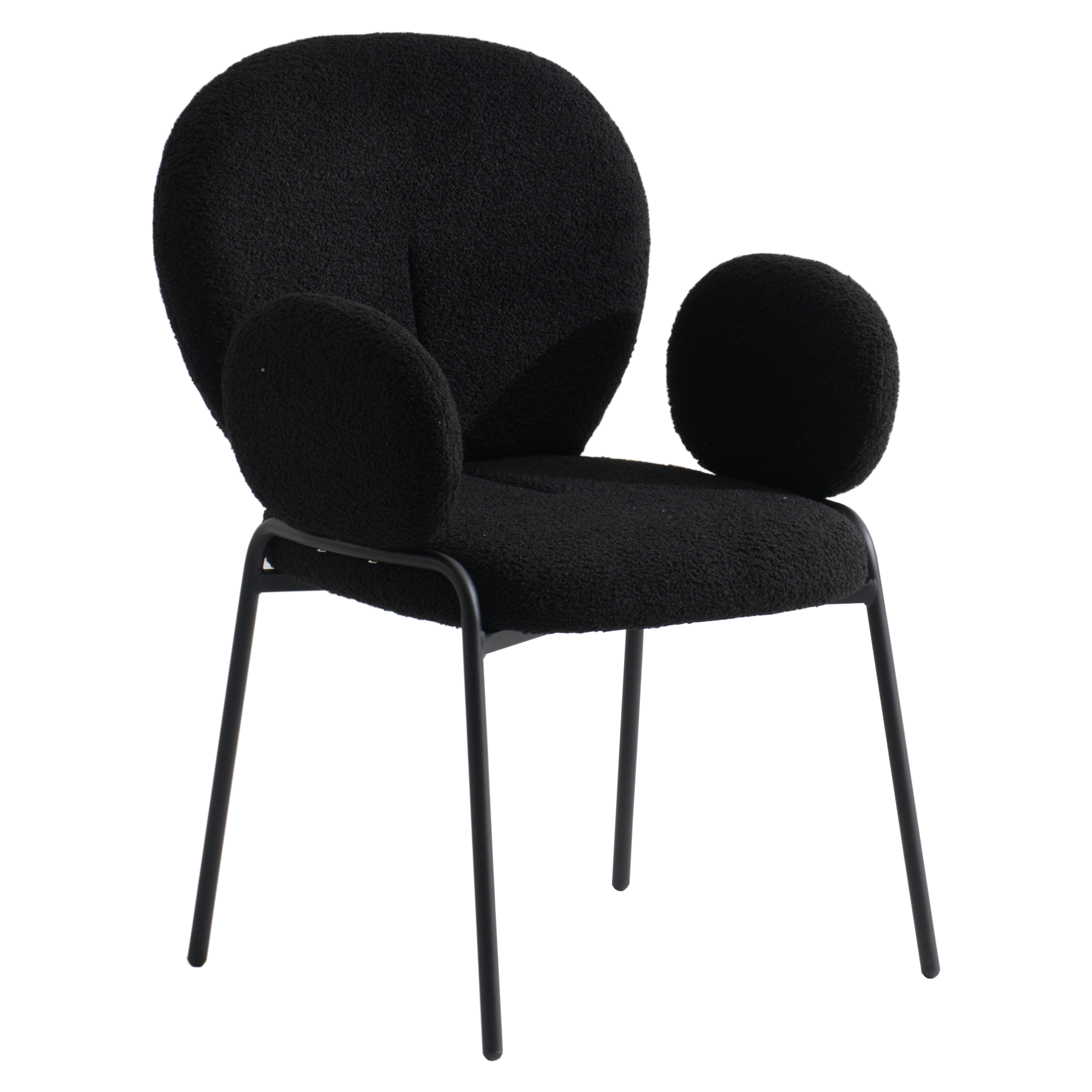 Celestial Series Boucle Dining Arm Chair, Black Frame with Beige Fabric