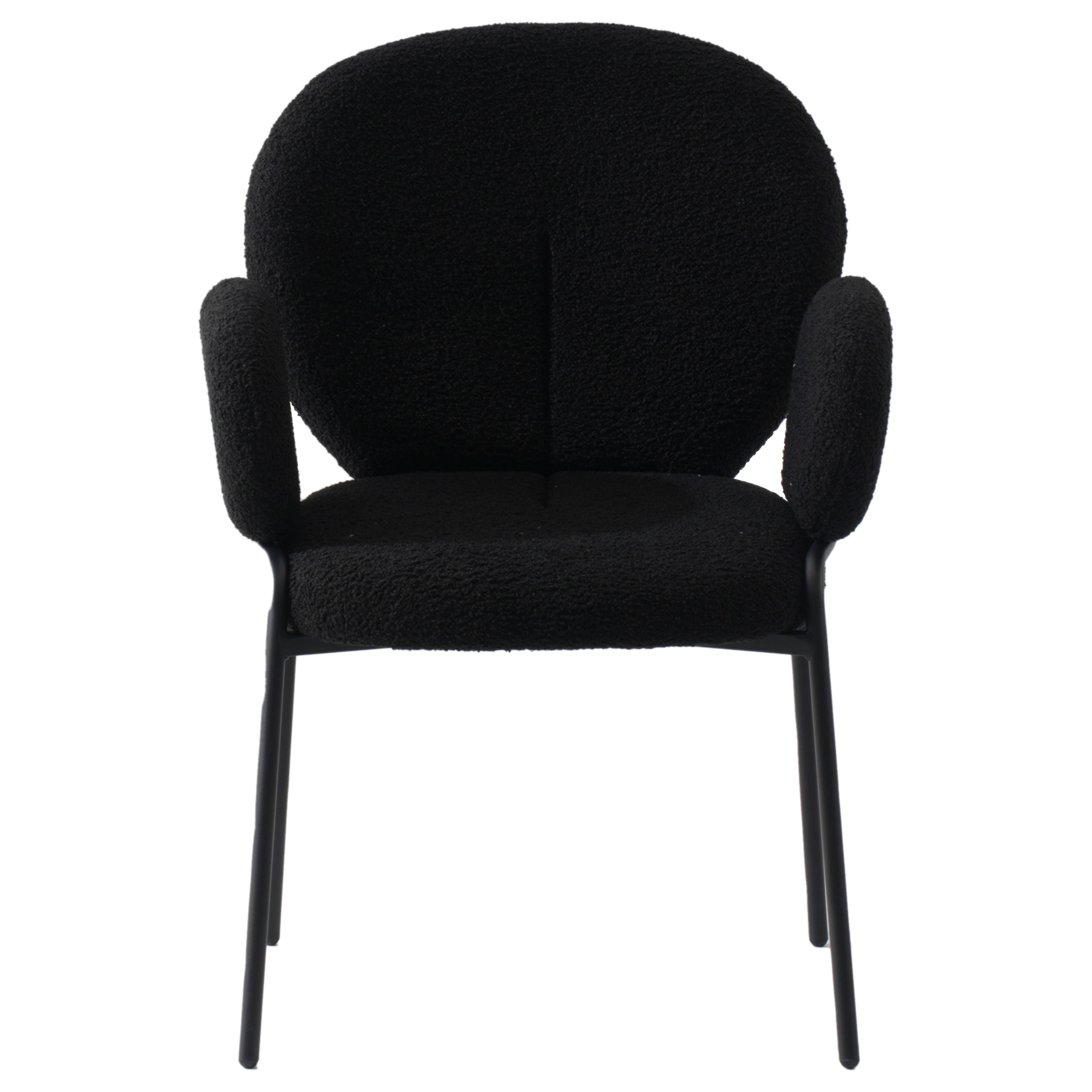 Celestial Series Boucle Dining Arm Chair, Black Frame with Beige Fabric