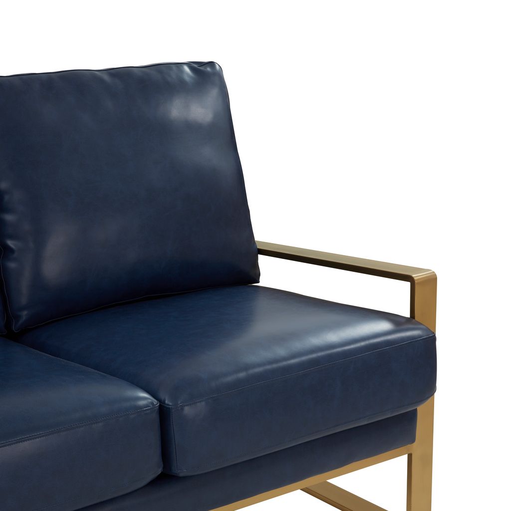 Emil Leather Sofa - Gold Frame