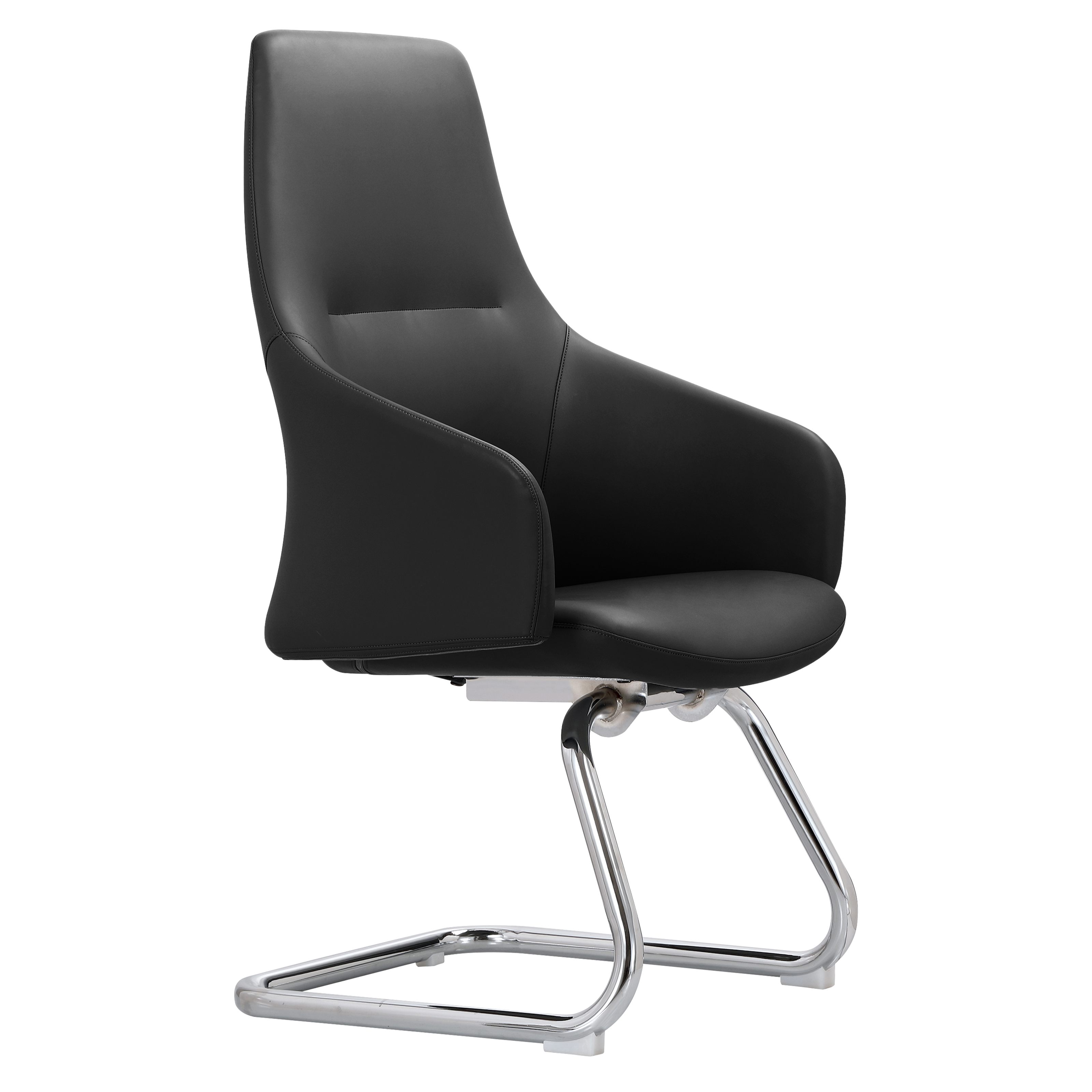 Celeste Series Guest Office Chair in Black Leather