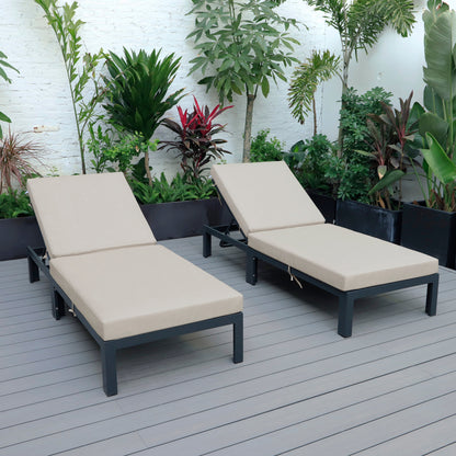 Chelsea Modern Outdoor Chaise Lounge Chair With Cushions Set of 2