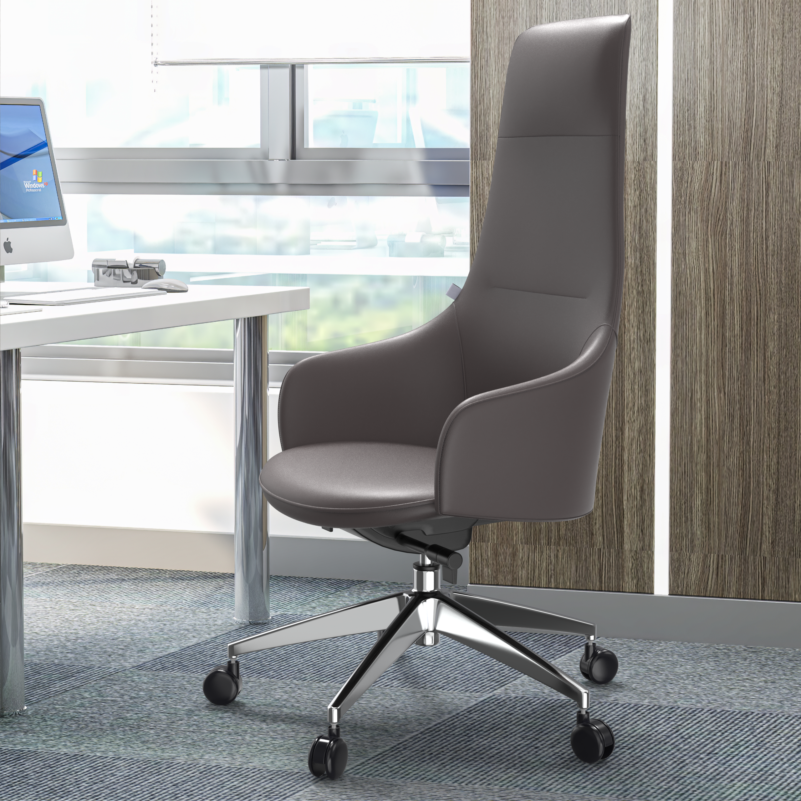 Celeste Series Tall Office Chair in Black Leather