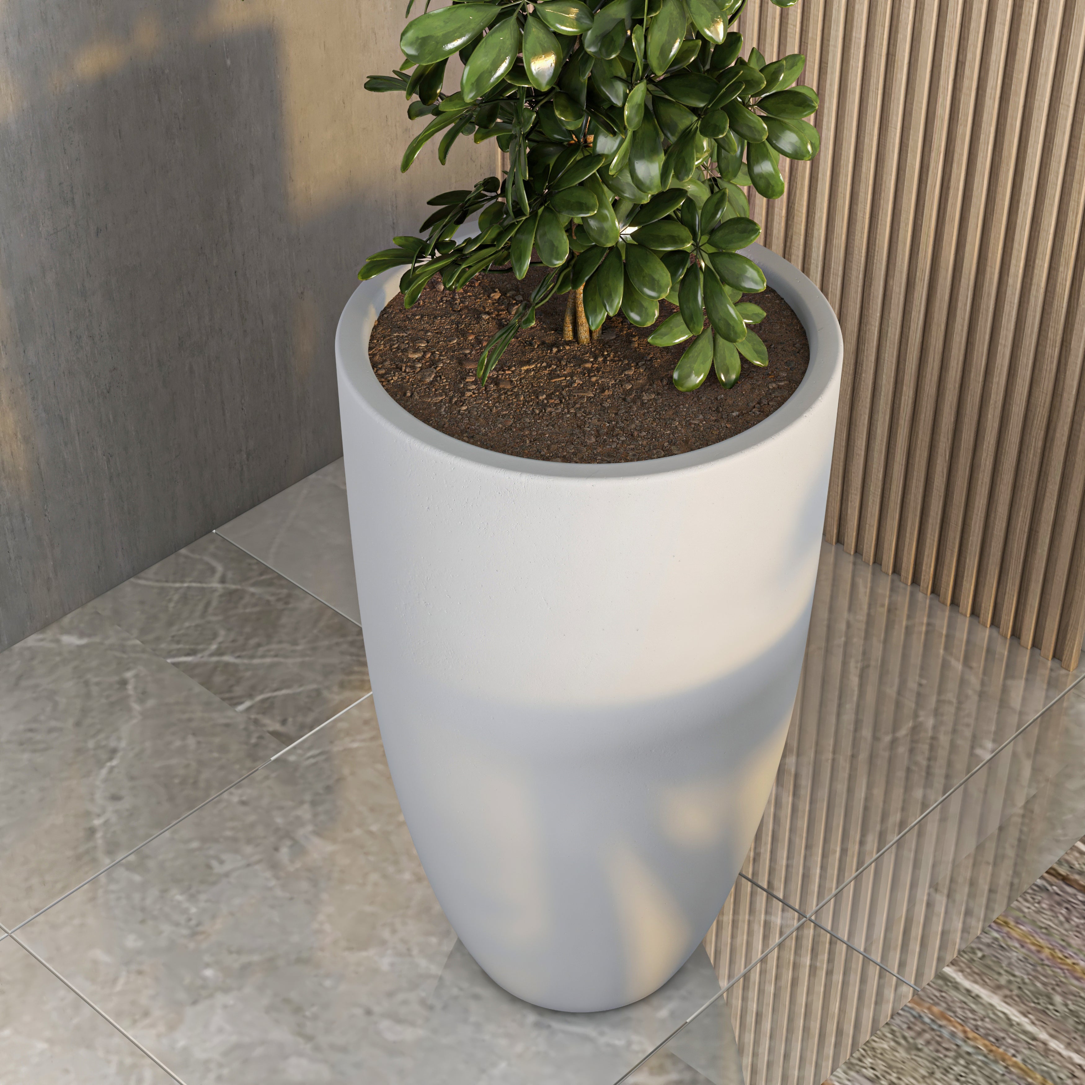 Crete Series Poly Stone Planter in Aged Concrete 21.3 Dia, 39.4 High