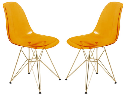 Cresco Molded Eiffel Side Chair with Gold Base, Set of 2