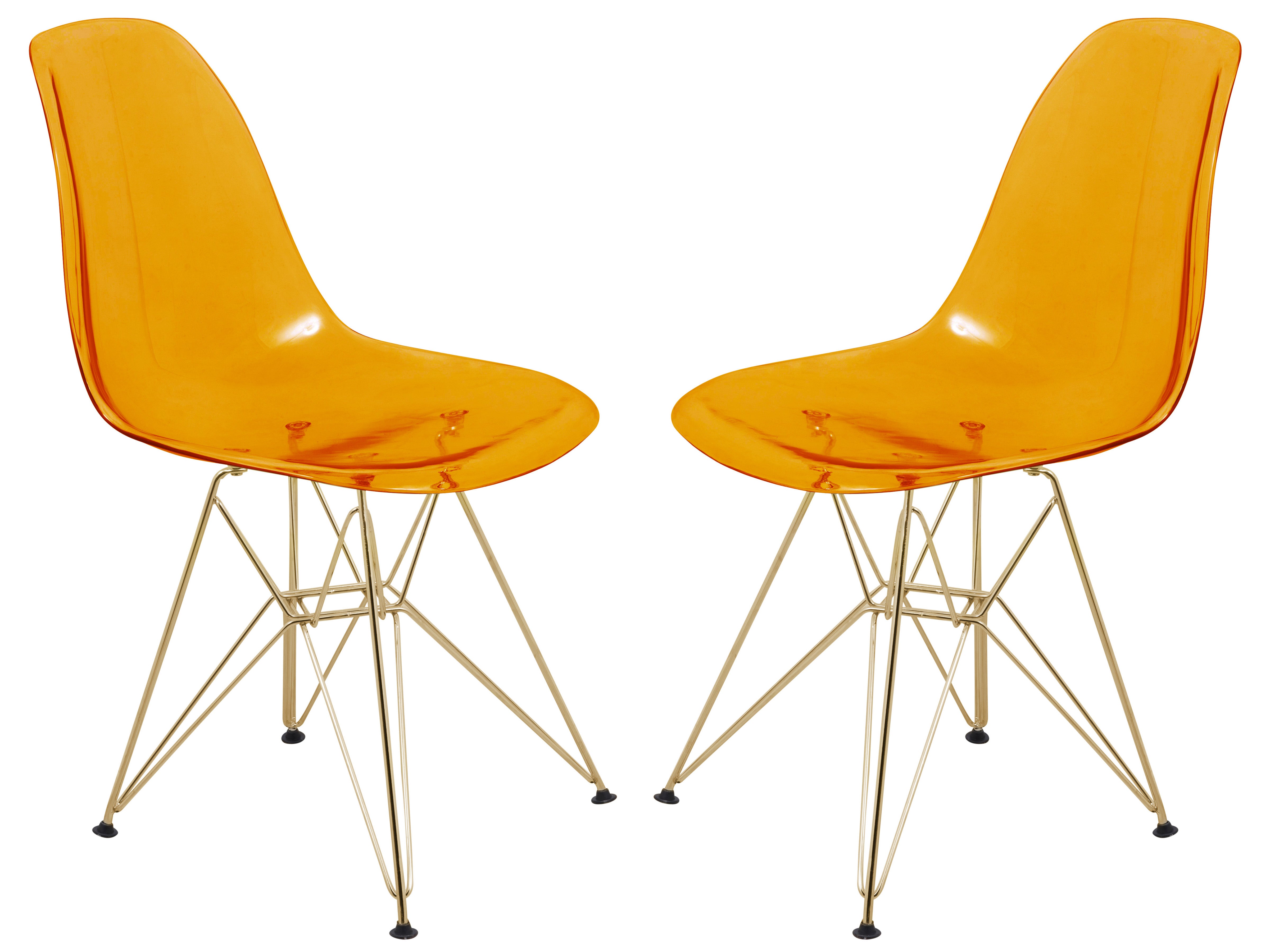 Cresco Molded Eiffel Side Chair with Gold Base, Set of 2