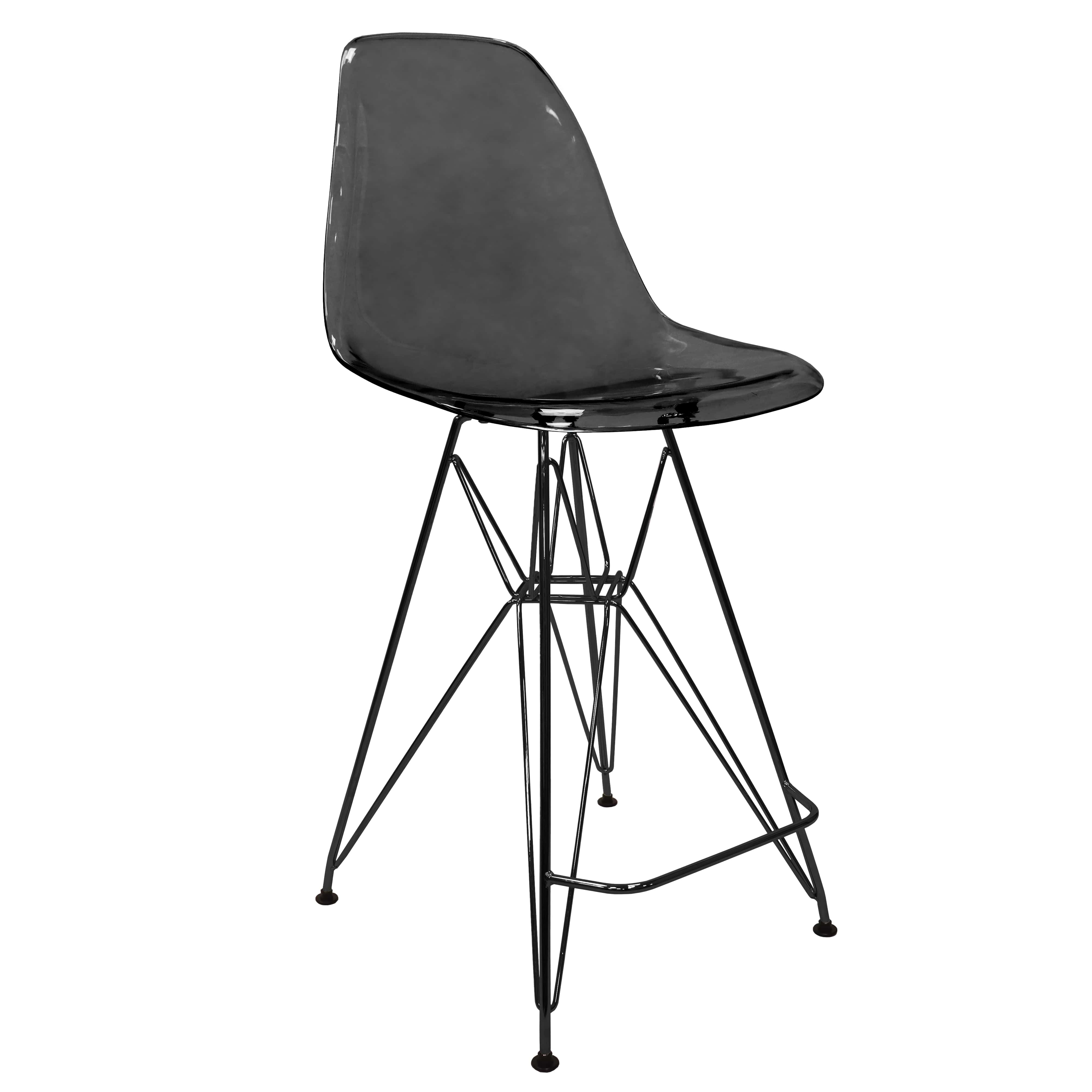 Modern Acrylic Bar stool Cresco Collection Black Base with Trans Black seat