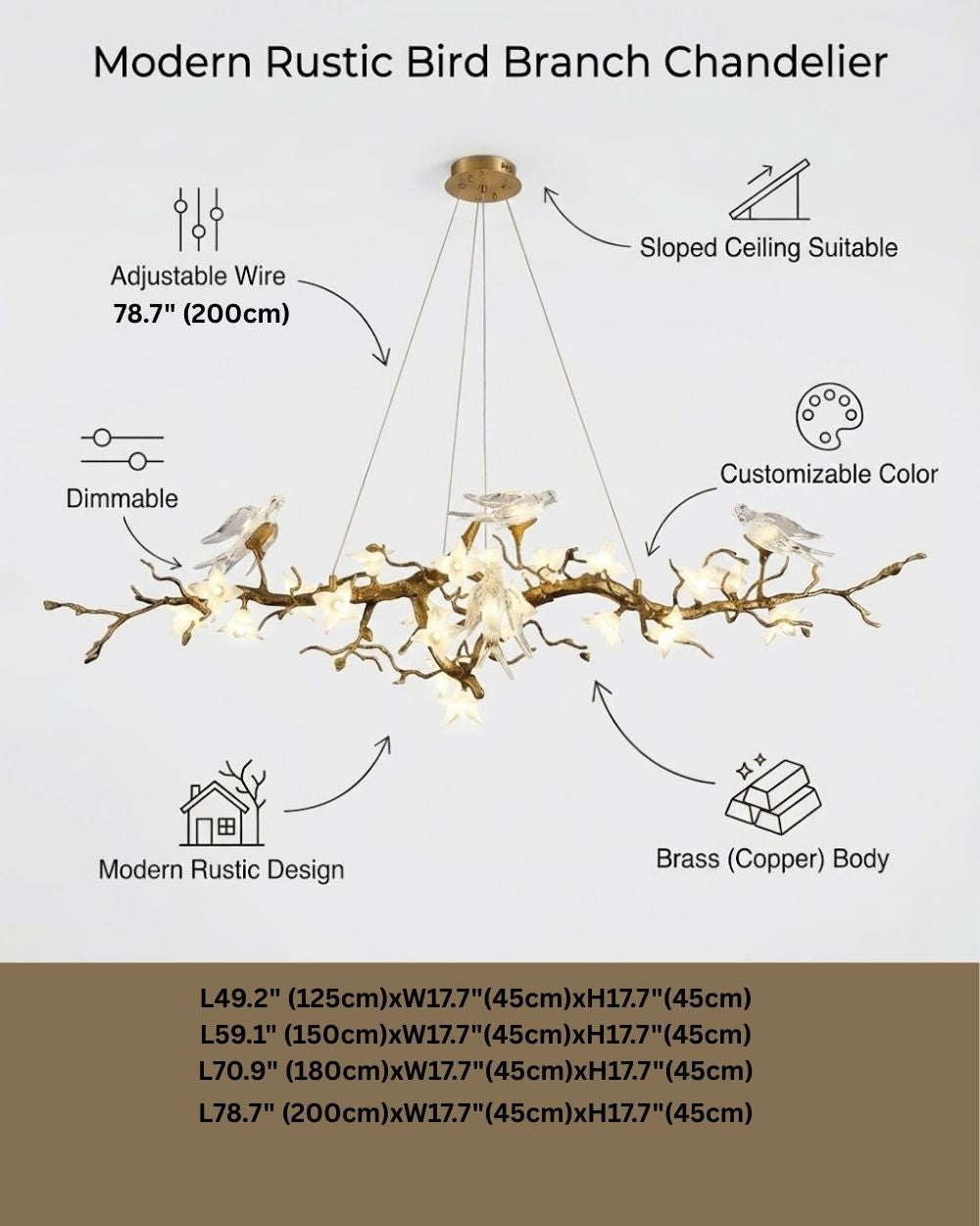 Calyx Bird Branch Chandelier for Dining Room