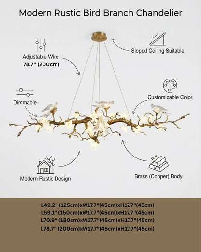 Calyx Bird Branch Chandelier for Dining Room