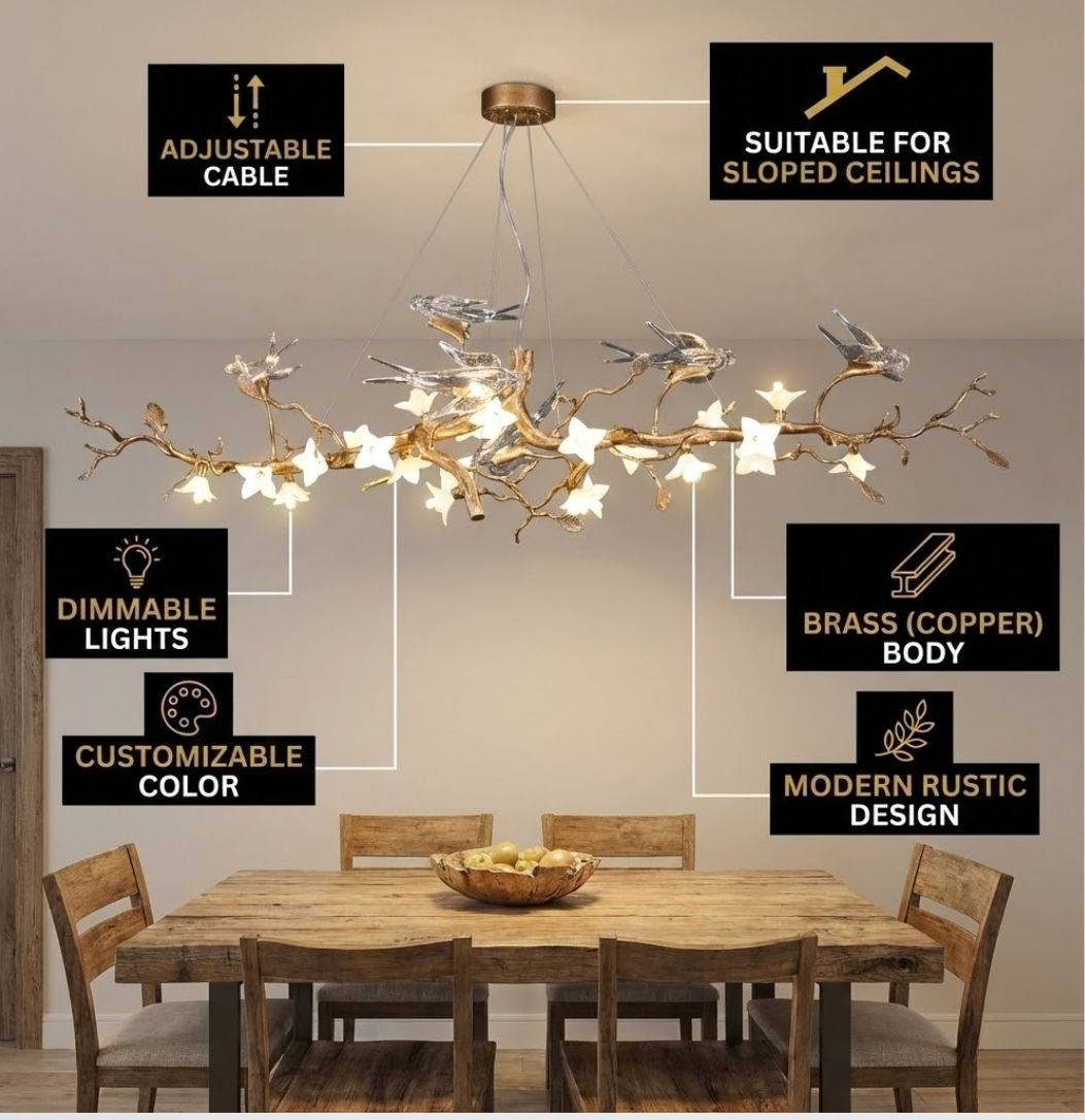Calyx Bird Branch Chandelier for Dining Room