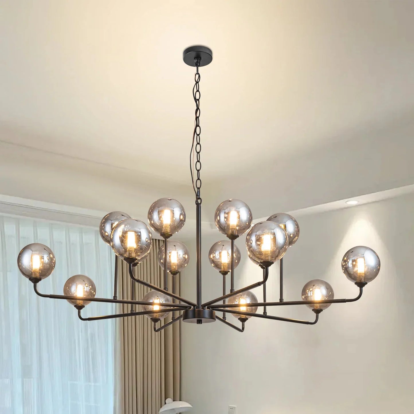 Classic Smoked Glass Sputnik Chandelier