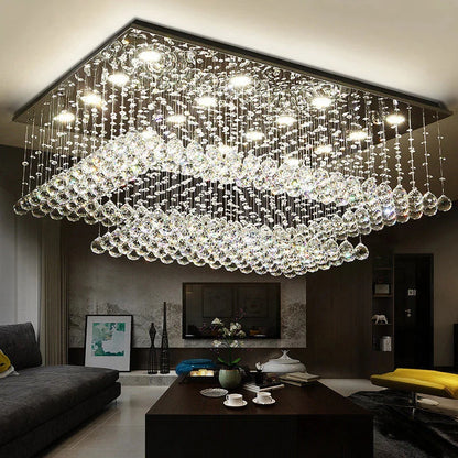Cely Modern Raindrop Crystal Rectangle Chandelier
