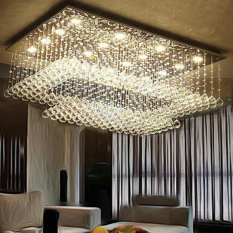 Cely Modern Raindrop Crystal Rectangle Chandelier