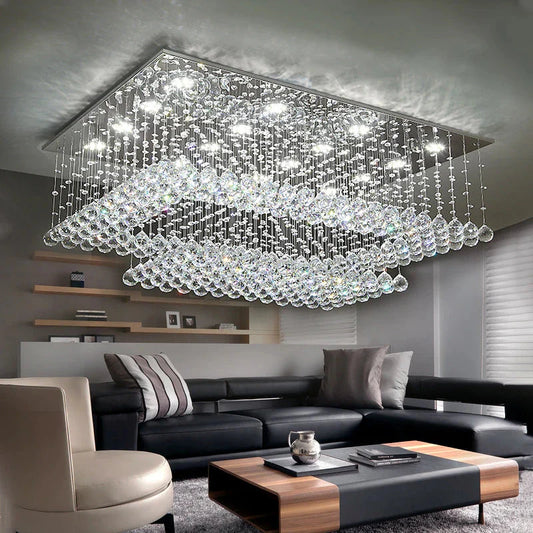 Cely Modern Raindrop Crystal Rectangle Chandelier