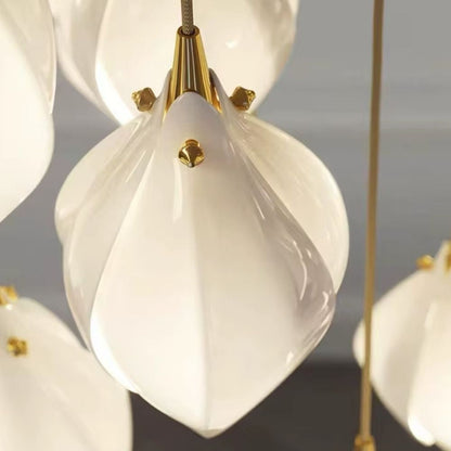 Ceramic Magnolia Staircase Chandelier 6/9/18/36 Lights