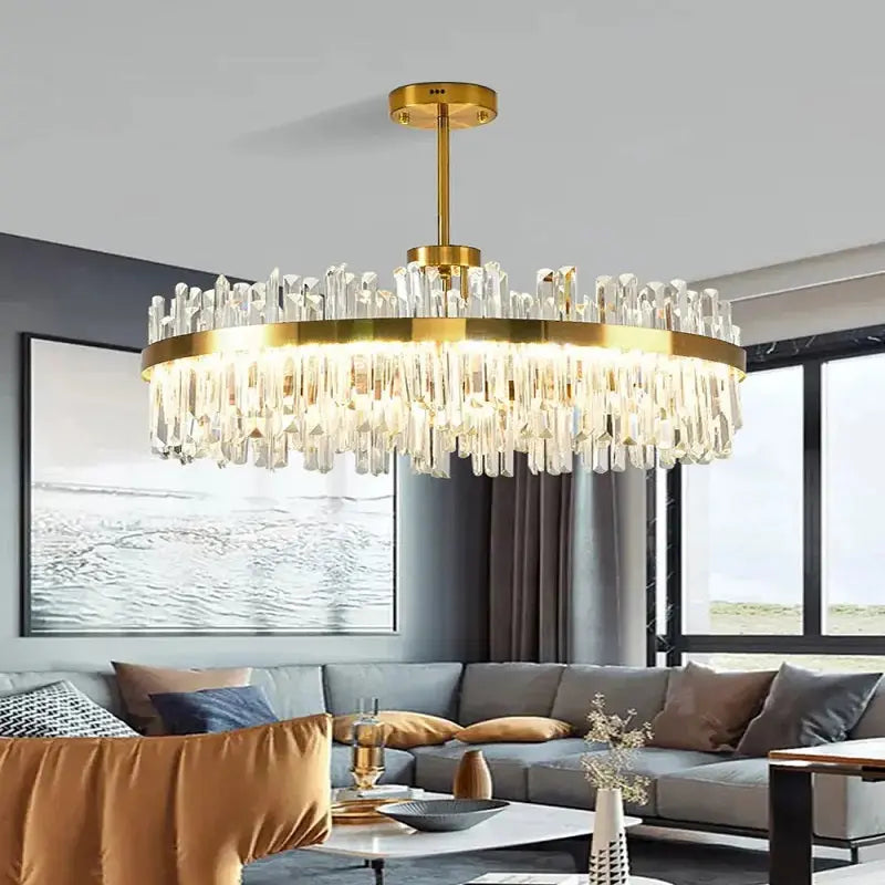 Cesi Foyer Crystal Chandelier Black/Silver/Gold Colours
