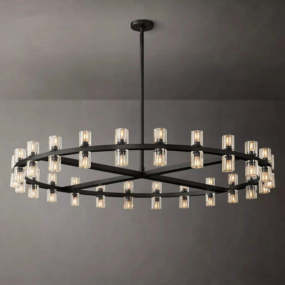 Circular Pendant Light with Crystal Glass Shades