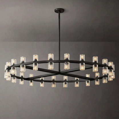 Circular Pendant Light with Crystal Glass Shades