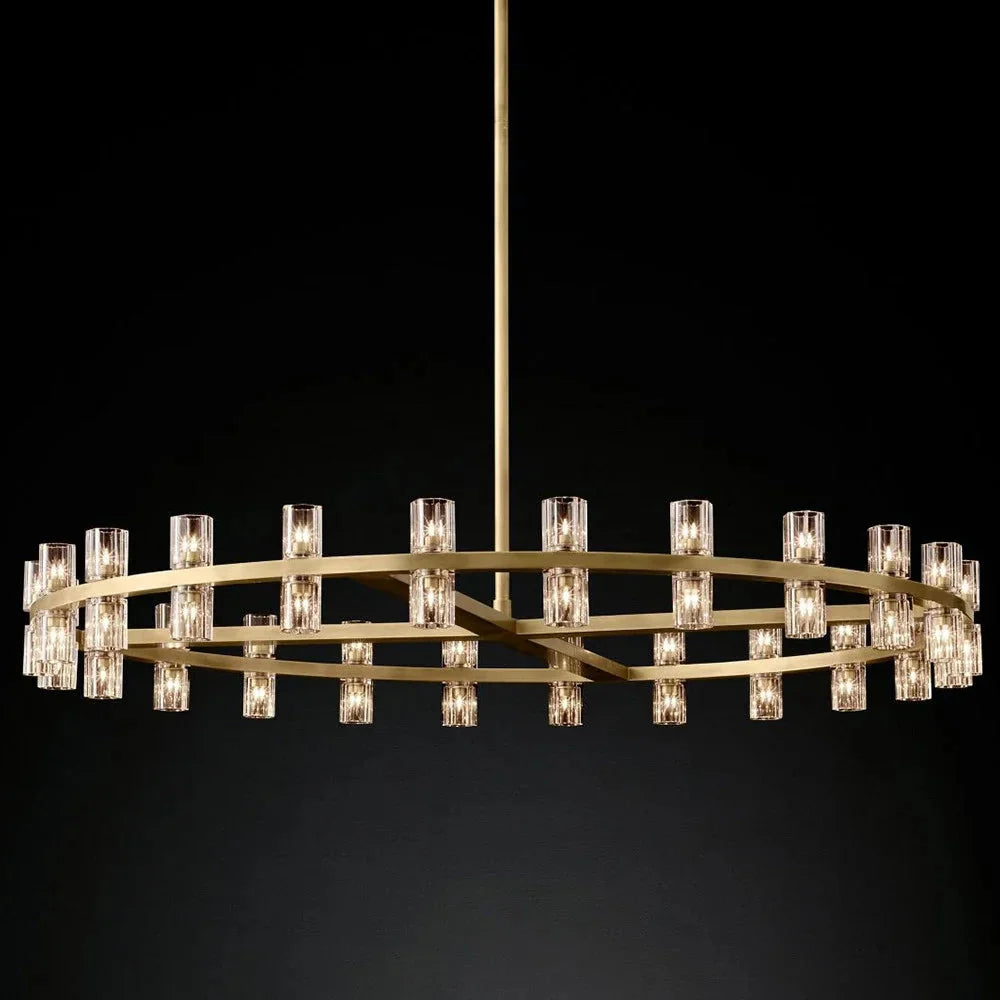 Circular Pendant Light with Crystal Glass Shades