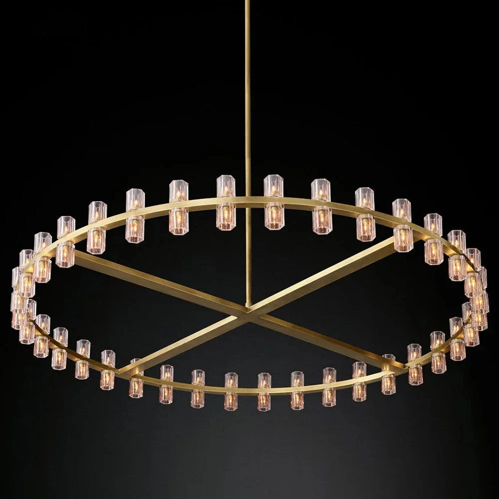Circular Pendant Light with Crystal Glass Shades