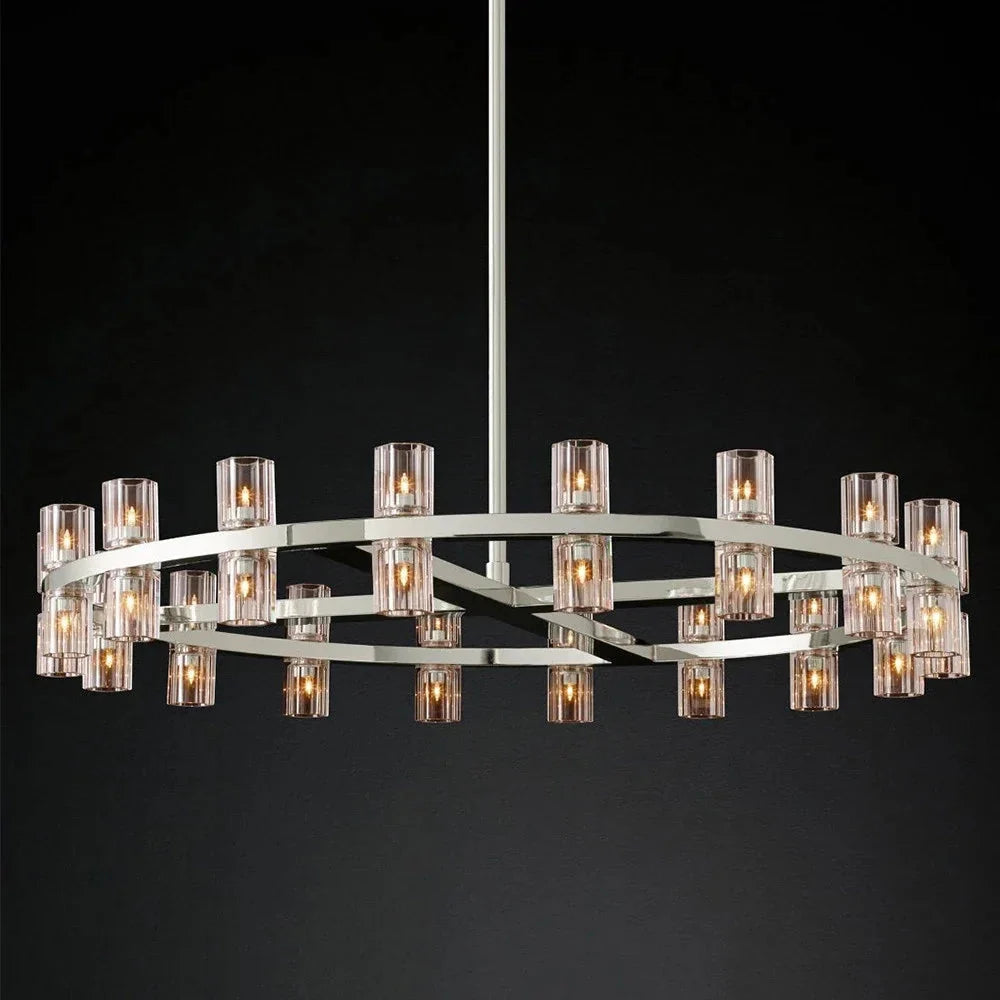 Circular Pendant Light with Crystal Glass Shades