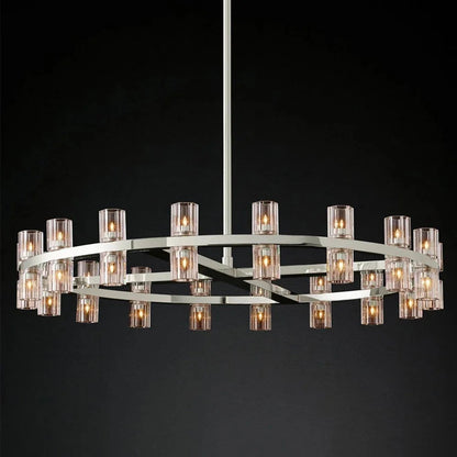 Circular Pendant Light with Crystal Glass Shades