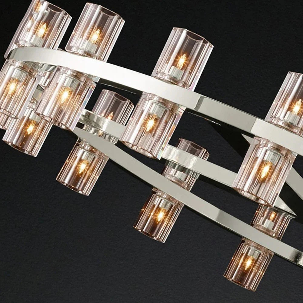 Circular Pendant Light with Crystal Glass Shades