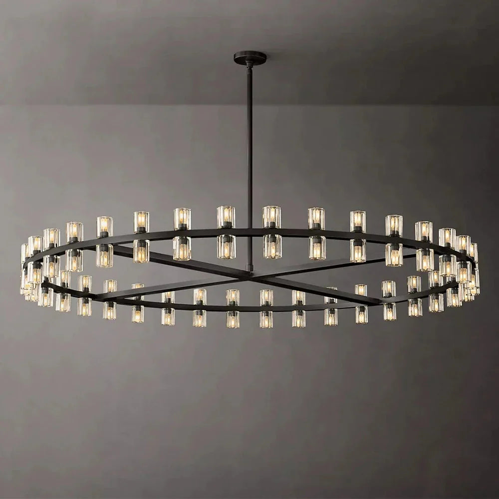 Circular Pendant Light with Crystal Glass Shades