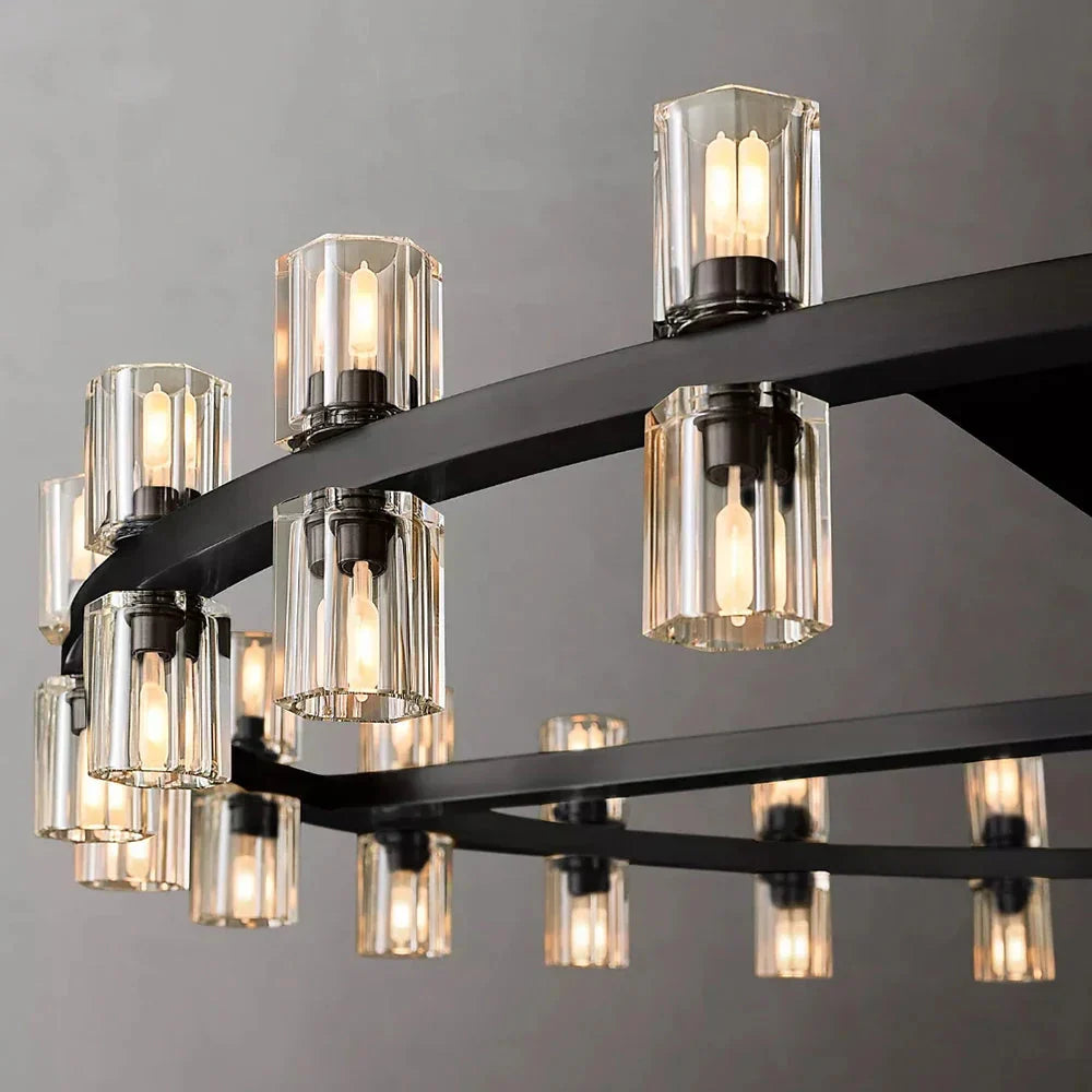 Circular Pendant Light with Crystal Glass Shades