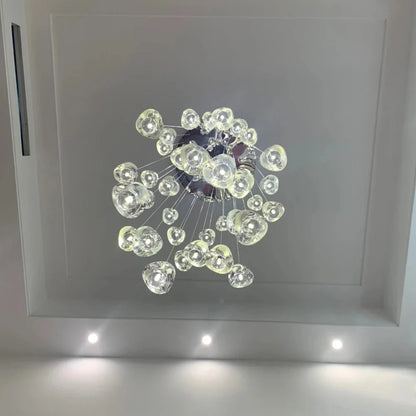 Clear Crystal Bubble Chandelier For High Ceiling Foyer