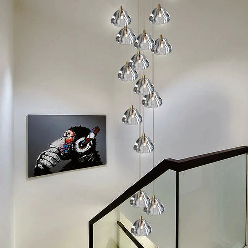 Clear Crystal Bubble Chandelier For High Ceiling Foyer