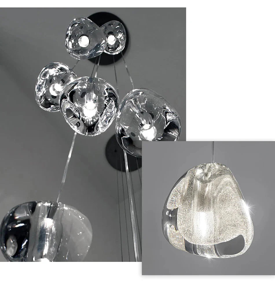 Clear Crystal Bubble Chandelier For High Ceiling Foyer