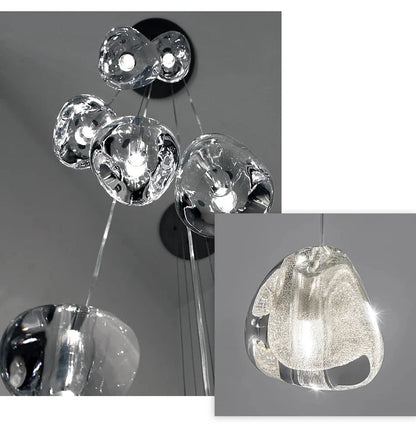 Clear Crystal Bubble Chandelier For High Ceiling Foyer