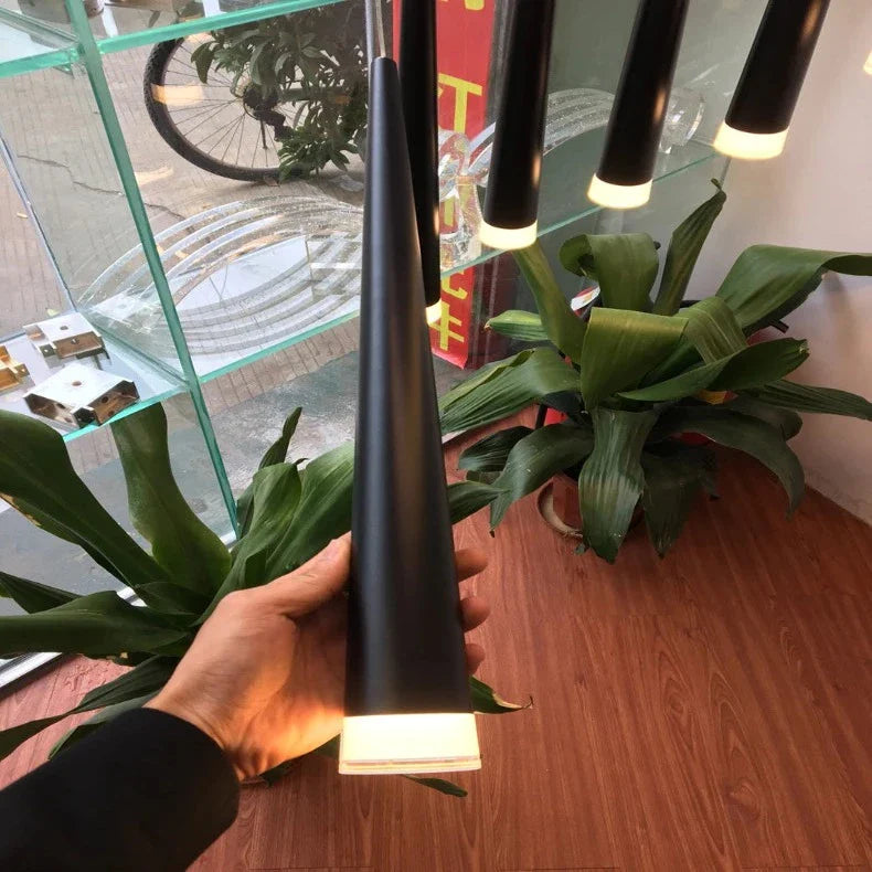 Contemporary Black LED Pendant Light for Stairwell