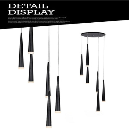 Contemporary Black LED Pendant Light for Stairwell
