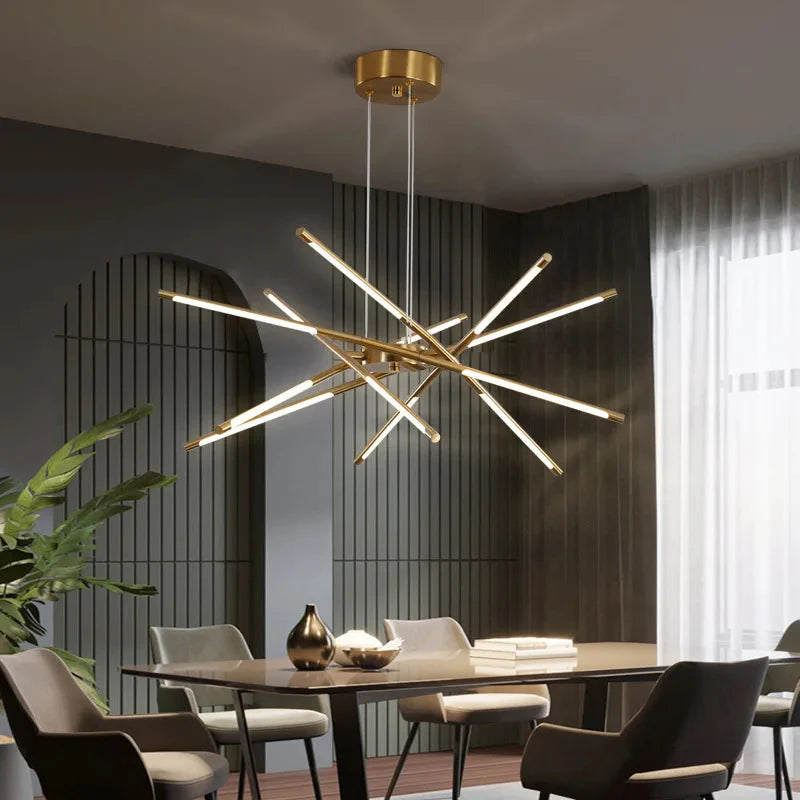 Contemporary LED Spoke Pendant Light Fixture