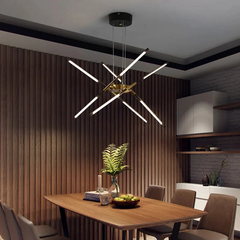 Contemporary LED Spoke Pendant Light Fixture