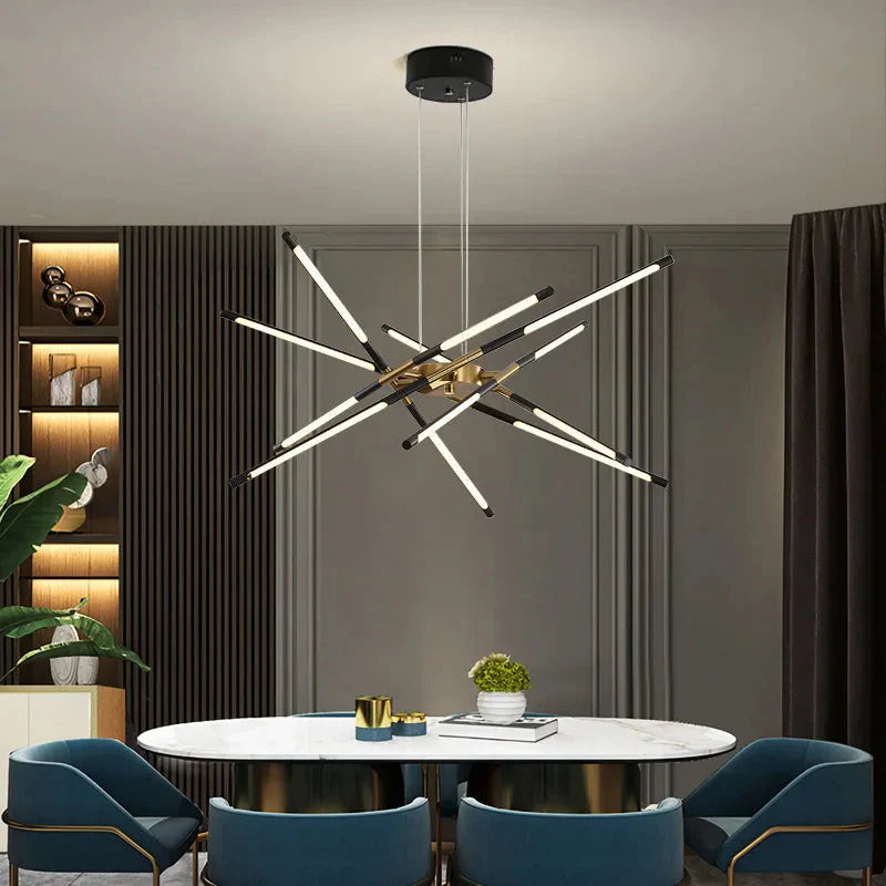 Contemporary LED Spoke Pendant Light Fixture