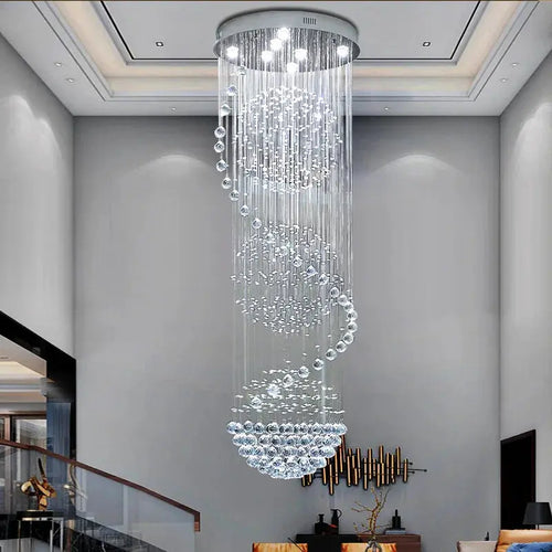 Crystal High Ceiling Stairwell Lighting