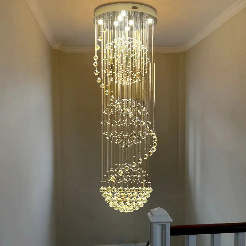 Crystal High Ceiling Stairwell Lighting